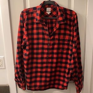 J Crew Red and navy flannel shirt